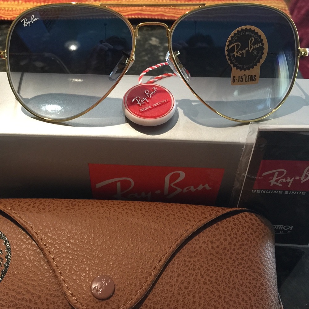 Genuine RayBan Aviator Gradient BLUE Sunglasses